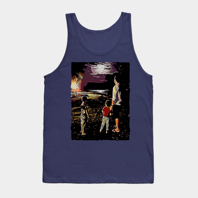 Full Moon at the Beach Tank Top by CDUS